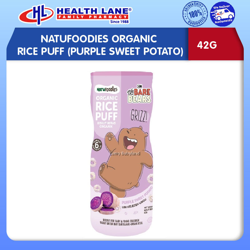 NATUFOODIES ORGANIC BERAS  PUFF (PURPLE SWEET POTATO, 42G)